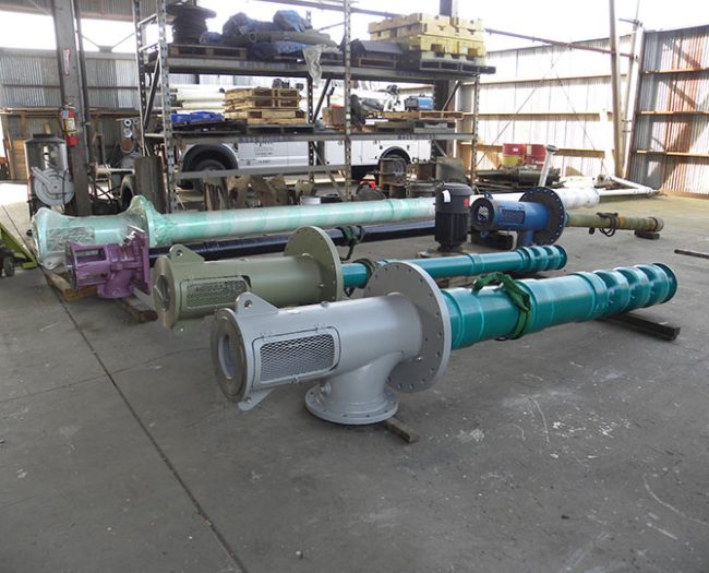 Vertical booster pump in the testing shop